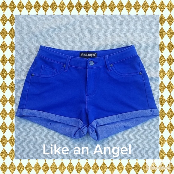 like an angel Pants - Blue stretchy shorts